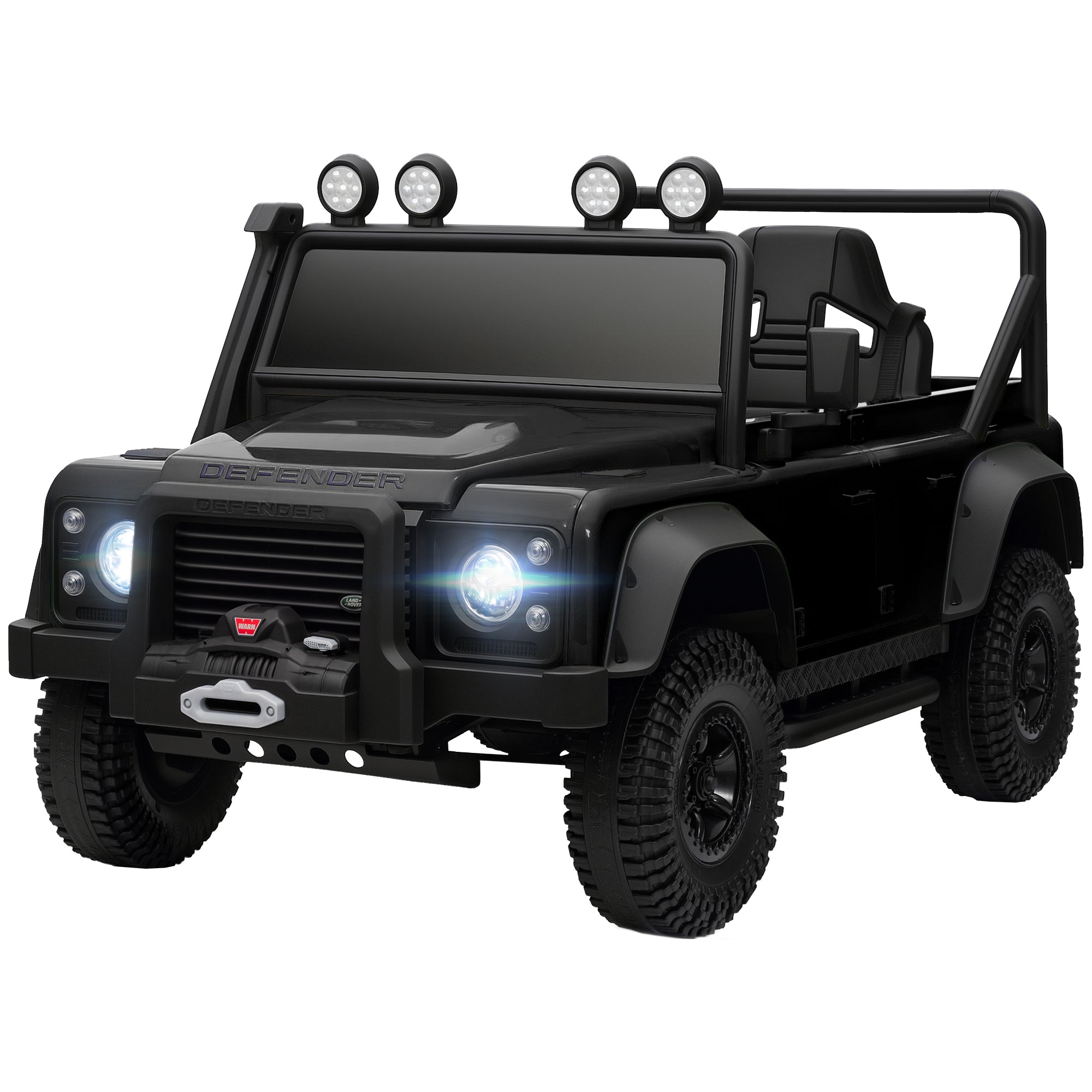 Qaba Land Rover Licensed Kids Ride on Truck with Remote Control, Spring Suspension, LED Lights, 3 Speed for Ages 3-5, Black
